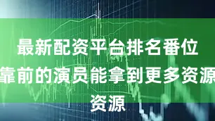 最新配资平台排名番位靠前的演员能拿到更多资源